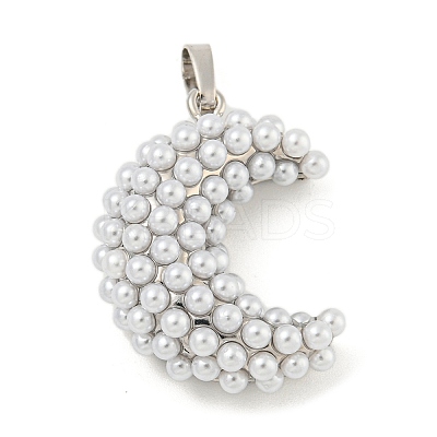 Rack Plating Brass & ABS Plastic Imitation Pearl Pendants KK-N255-03D-P-RS-1