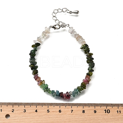 Natural Multicolor Tourmaline Chip Beaded Bracelets for Women BJEW-M110-02-1