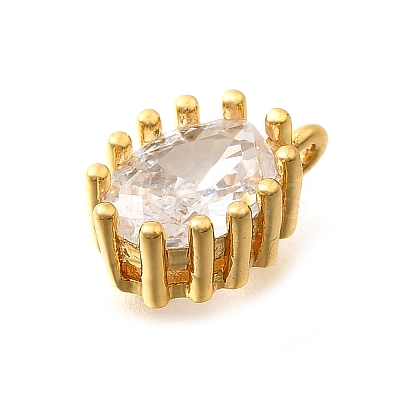 Brass Micro Pave Cubic Zirconia Charms KK-B131-12G-1