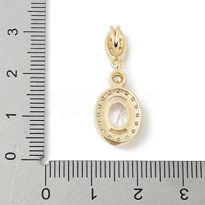 Oval Brass Micro Pave Cubic Zirconia Pendants KK-M326-15G-1
