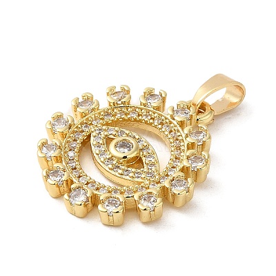 Rack Plating Brass Micro Pave Cubic Zirconia Pendants KK-P241-33G-1