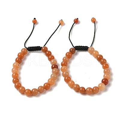 8mm Round Natural Red Aventurine Braided Bead Bracelets BJEW-C067-01B-11-1