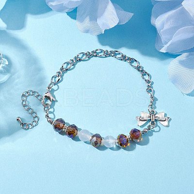 Faceted Rondelle Glass Link Bracelets AJEW-JB01220-1