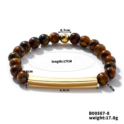 Natural Tiger Eye Stretch Bracelets CL6256-3-1