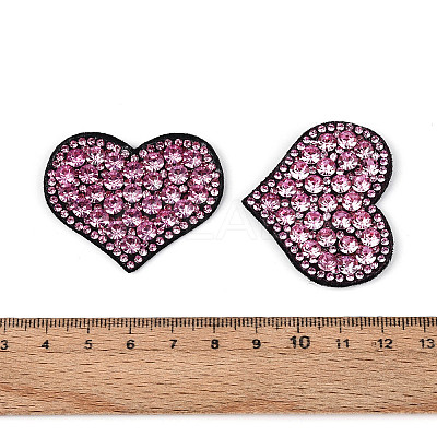 Heart Hotfix Glass Rhinestone with Cloth Patches PATC-T002-02C-1