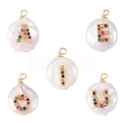 5Pcs 5 Styles Natural Cultured Freshwater Pearl Pendants PEAR-TA0001-30-1