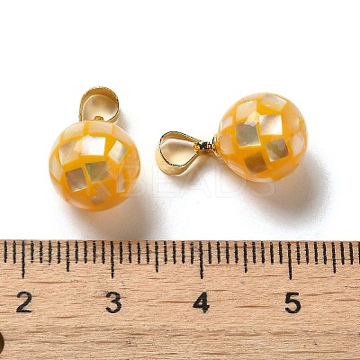 Natural Yellow Shell Dyed Round Charms SSHEL-H071-01G-02-1