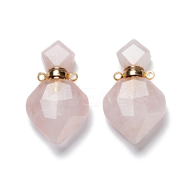 Natural Rose Quartz Perfume Bottle Pendants G-D058-11G-01-1