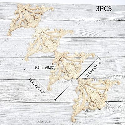 Natural Solid Wood Carved Onlay Applique Craft WOOD-FH0001-28-1