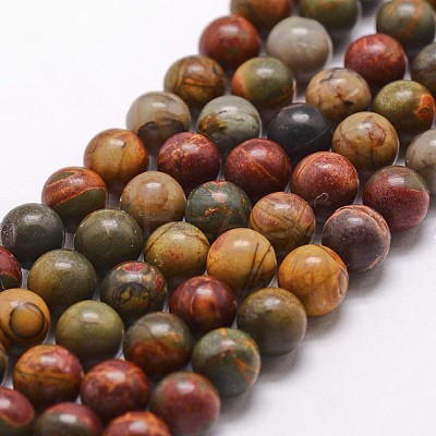 Natural Polychrome Jasper/Picasso Stone/Picasso Jasper Bead Strands X-G-D840-85-6mm-1