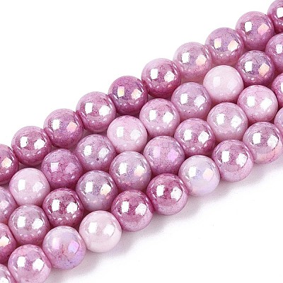 Electroplate Opaque Glass Beads Strands LS-EGLA-T026-8mm-05J-1