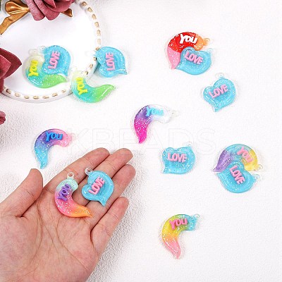 10 Sets Gradient Color Opaque Resin Pendants RESI-SZ0001-91A-1