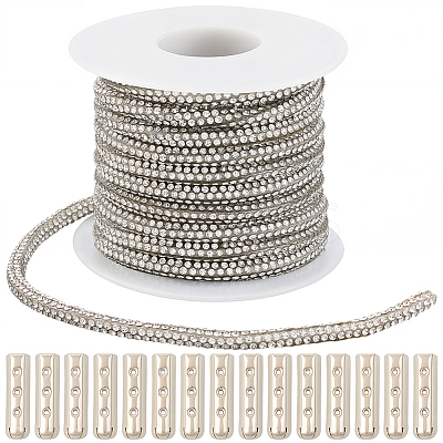 5 Yards Rhinestone Synthetic Rubber Cords OCOR-SP0001-33A-1