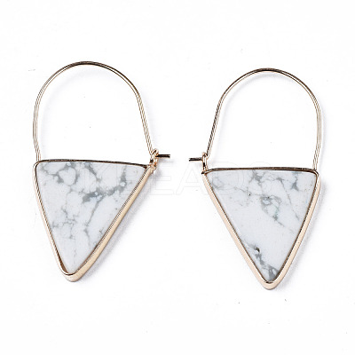 Synthetic Howlite Triangle Dangle Hoop Earrings G-S359-363J-1