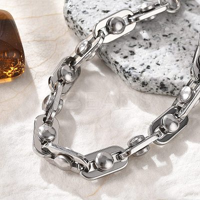 304 Stainless Steel Oval Link Chain Bracelets for Women Men BJEW-F488-29P-1
