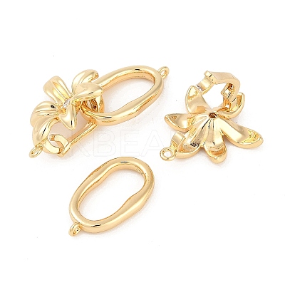 Brass Micro Pave Clear Cubic Zirconia Fold Over Clasps KK-U043-17G-1