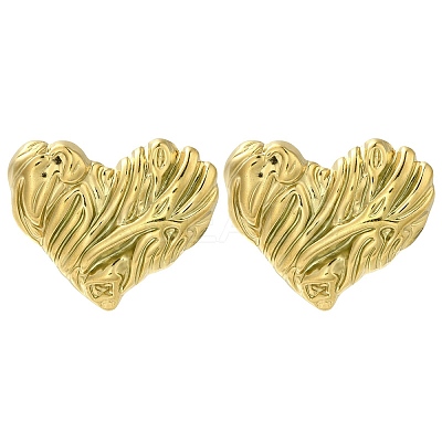 Ion Plating(IP) 304 Stainless Steel Heart Stud Earrings EJEW-I312-06G-1