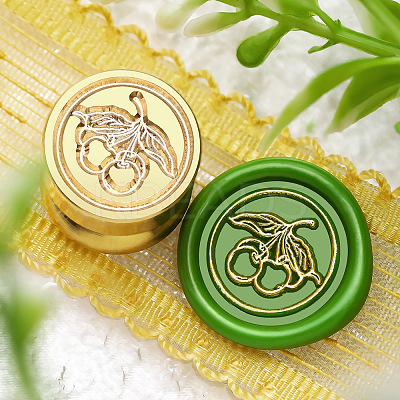 Golden Tone Round Wax Seal Brass Stamp Heads LS-AJEW-M040-01G-D-1