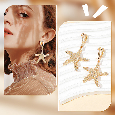 6 Pairs 3 Style Shell & Starfish Steel Asymmetrical Earrings with ABS Imitation Pearl Beaded EJEW-PH0001-15-1