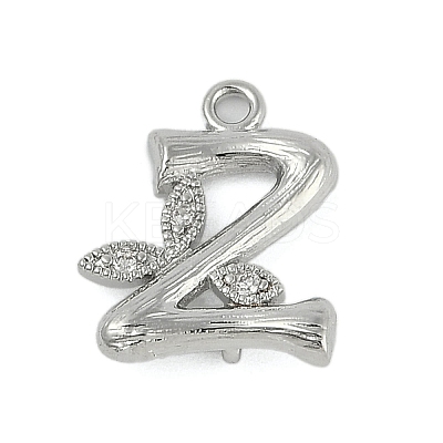Brass Crystal Rhinestone Letter Links Connector Charms KK-S395-06P-Z-1