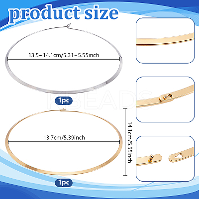 2Pcs 2 Colors 304 Stainless Steel Wire Wrap Collar Necklaces Set for Women NJEW-UN0001-34-1