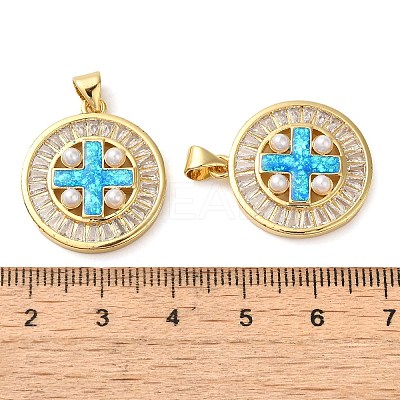Rack Plating Brass Micro Pave Cubic Zirconia Pendants KK-P268-08A-G-1
