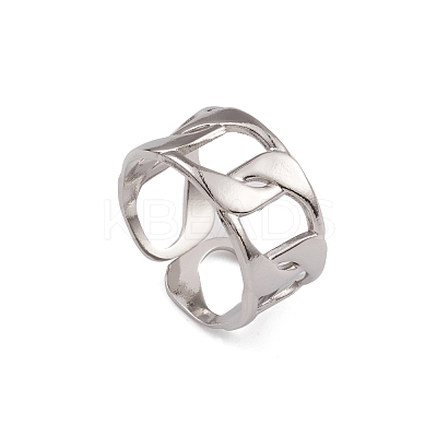 Non-Tarnish 304 Stainless Steel Curb Chains Cuff Rings for Women RJEW-G285-07P-1
