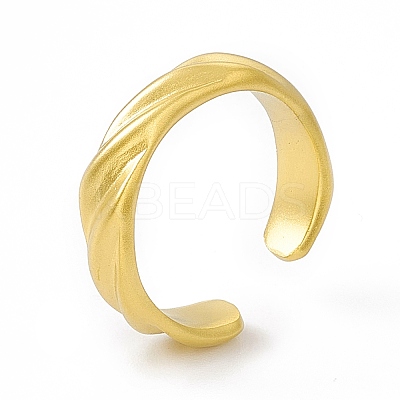 Ion Plating(IP) 304 Stainless Steel Open Cuff Ring for Women RJEW-C060-43MG-1