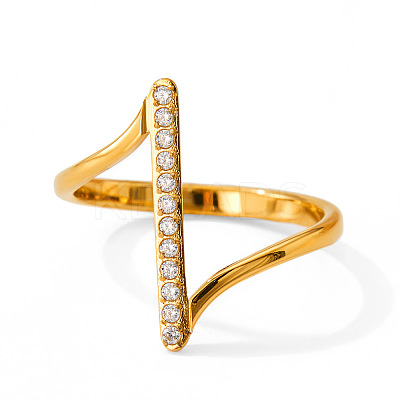 304 Stainless Steel Micro Pave Clear Cubic Zirconia Finger Rings for Women WGDBD87-01-1