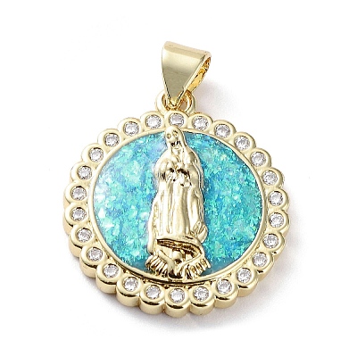 Rack Plating Brass Micro Pave Clear Cubic Zirconia Pendants KK-C041-06A-G-1