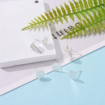 925 Sterling Silver Flat Pad  Stud Earring Findings STER-K167-045G-S-1
