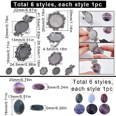 DIY Gemstone Finger Rings Making Kit DIY-SC0022-33-1
