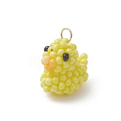 Glass Seed Beaded Duck Charms PALLOY-MZ01133-01-1