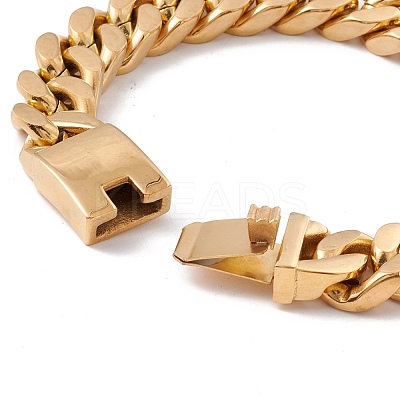 Ion Plating(IP) 304 Stainless Steel Curb Chains Bracelet for Women BJEW-E107-10G-1