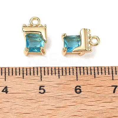 Brass Micro Pave Cubic Zirconia Charms KK-A259-36G-1