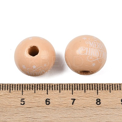 Christmas Printed Schima Wood European Beads WOOD-I015-01D-1