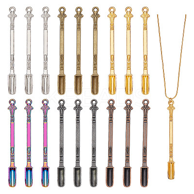 18Pcs 6 Colors Zinc Alloy Snuff Spoon AJEW-NB0006-13-1