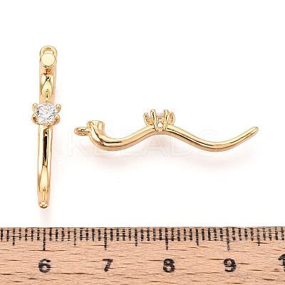 Brass Micro Pave Clear Cubic Zirconia Pendants KK-T078-01G-04-1