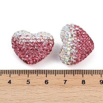 Gradient Color Heart Shaped Polymer Clay Rhinestone Beads CLAY-NH0002-03A-1