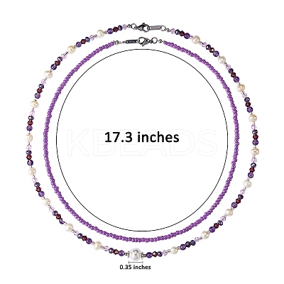 Glass Seed Beaded Necklaces Set NJEW-SW00006-05-1