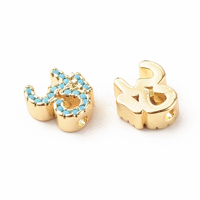 Rack Plating Brass Cubic Zirconia Beads KK-B051-04G-02-1