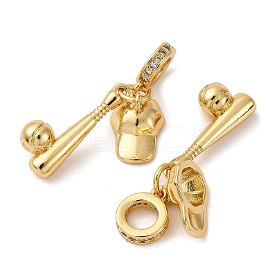 Brass Micro Pave Clear Cubic Zirconia European Dangle Charms LS-KK-P308-45G-1