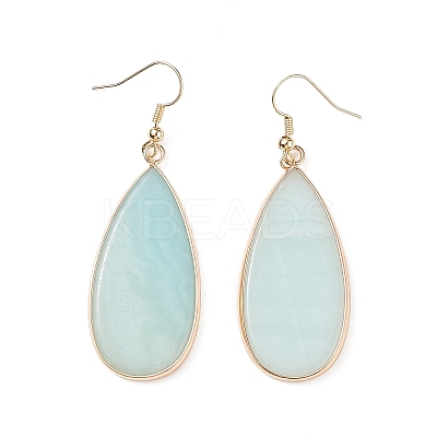 Natural Amazonite Teardrop Dangle Earrings EJEW-G331-01G-10-1