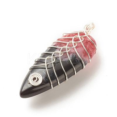Natural Brazilian Agate Pendants PALLOY-JF01524-01-1