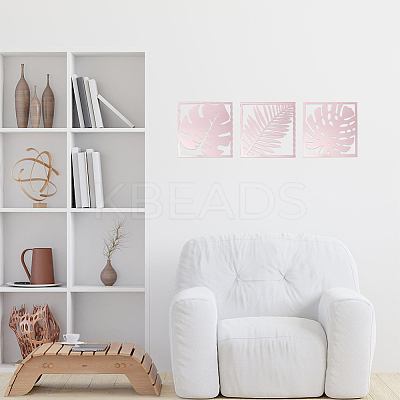3Pcs Leaf Acrylic Mirror-Like Wall Stickers DIY-WH0304-722A-1