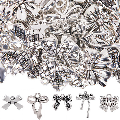50Pcs 5 Styles Tibetan Style Alloy Charms FIND-SC0016-15-1
