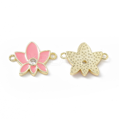 Rack Plating Brass Pave Clear Cubic Zirconia Connector Charms KK-B065-26G-01-1