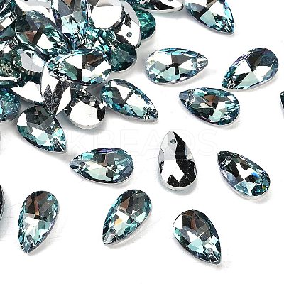 Faceted Teardrop Glass Pendants GLAA-O008-A26-1