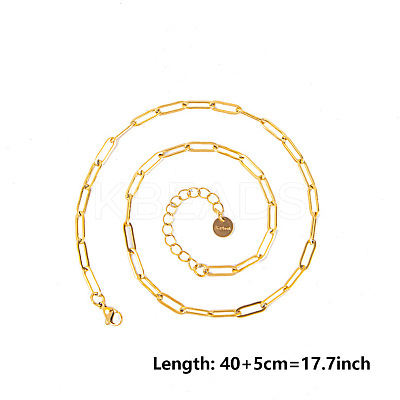 4MM Unisex 304 Stainless Steel Paperclip Chains Necklaces LS-AU9647-2-1