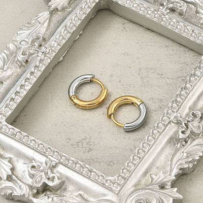 201 Stainless Steel Two Tone Hoop Earrings EJEW-Q002-01G-01-1